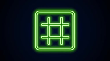 Parlayan neon çizgisi Waffle simgesi siyah arkaplanda izole edildi. 4K Video hareketli grafik canlandırması