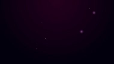 Parlak neon çizgili kek simgesi siyah arkaplanda izole edilmiş. Doğum günün kutlu olsun. 4K Video hareketli grafik canlandırması