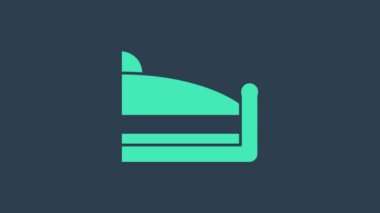 Turkuaz kek ikonu mavi arkaplanda izole edilmiş. Doğum günün kutlu olsun. 4K Video hareketli grafik canlandırması