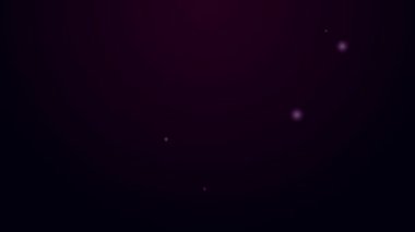 Parlak neon çizgili kurabiye ya da siyah arka planda izole edilmiş çikolata ikonlu bisküvi. 4K Video hareketli grafik canlandırması