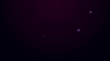 Parlayan neon hattı siyah arka planda izole edilmiş çubuk ikonunda dondurma. Güzel sembol. 4K Video hareketli grafik canlandırması