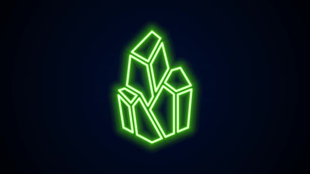 Glödande neon linje Magiska sten ikon isolerad på svart bakgrund. Fantasikristall. Smycken pärla för spel. 4K Video motion grafisk animation — Stockvideo