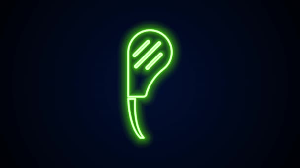 Glödande neon linje Rib öga stek ikon isolerad på svart bakgrund. Stek tomahawk. En bit kött. 4K Video motion grafisk animation — Stockvideo