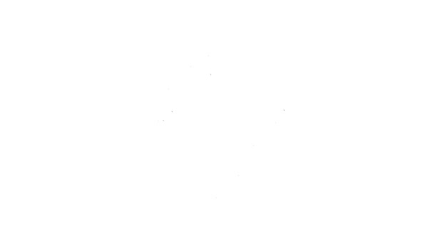 Черная линия гриль свиные ребра барбекю значок изолирован на белом фоне. Видеографическая анимация 4K — стоковое видео