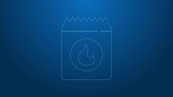 White line Barbecue coal bag icon isolated on blue background. 4K Video motion graphic animation — Stock Video