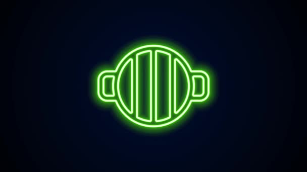Leuchtende Neon-Linie Grill-Symbol isoliert auf schwarzem Hintergrund. Grillparty. 4K Video Motion Grafik Animation — Stockvideo