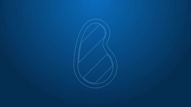 White line Steak meat icon isolated on blue background. 4K Video motion graphic animation — Stock Video