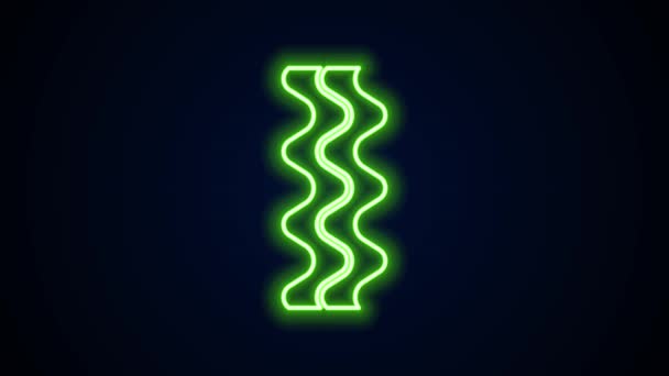 Linea neon incandescente icona a righe Bacon isolata su sfondo nero. Animazione grafica 4K Video motion — Video Stock