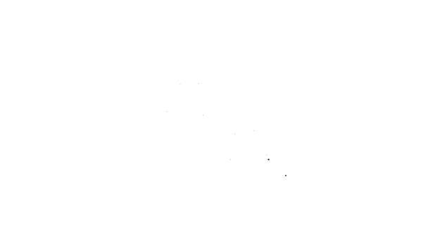黒い線白い背景に隔離されたフォックスの足跡アイコン。4Kビデオモーショングラフィックアニメーション — ストック動画