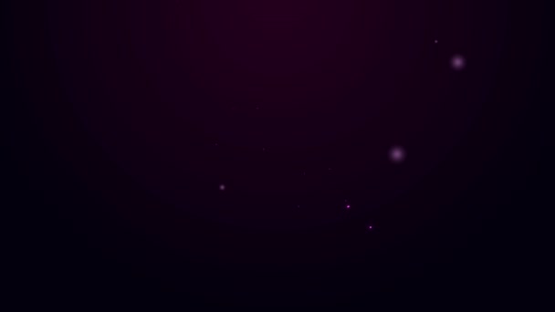 Linha de néon brilhante ícone da pegada da pata Fox isolado no fundo preto. Animação gráfica em movimento de vídeo 4K — Vídeo de Stock