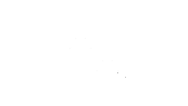 Ikon cetak garis hitam diisolasi pada latar belakang putih. Sidik jari anjing atau kucing. Jalur hewan. Animasi grafis gerak Video 4K — Stok Video