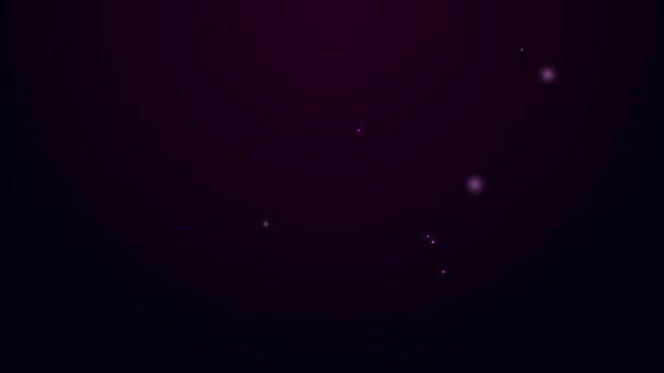 Glödande neon line Frog tass fotavtryck ikon isolerad på svart bakgrund. 4K Video motion grafisk animation — Stockvideo