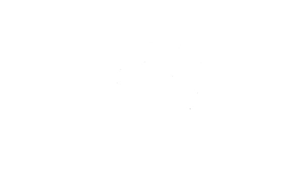 Línea negra Icono de huella de pata de oso aislado sobre fondo blanco. Animación gráfica de vídeo 4K — Vídeos de Stock