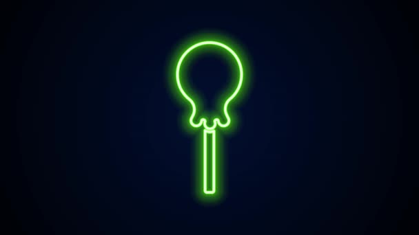 Linea neon luminosa icona Lollipop isolata su sfondo nero. Cibo, delizioso simbolo. Animazione grafica 4K Video motion — Video Stock