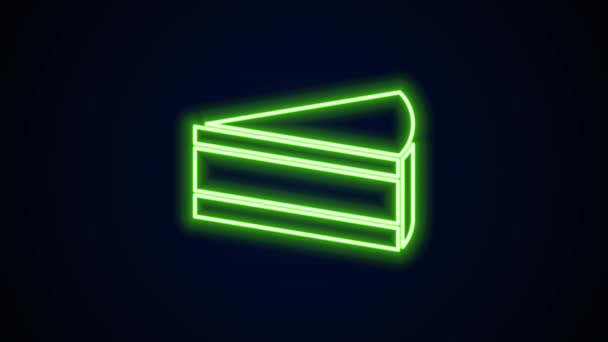 Glödande neon linje Lätt kaka ikon isolerad på svart bakgrund. Grattis på födelsedagen. 4K Video motion grafisk animation — Stockvideo