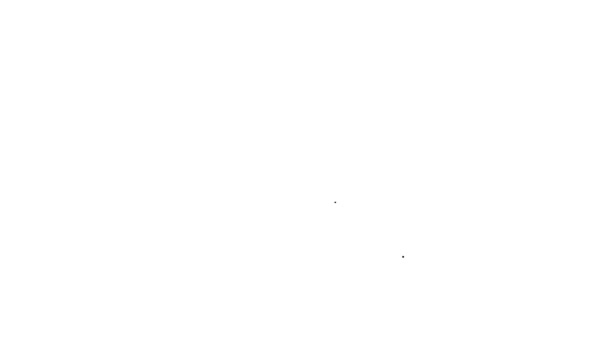 Черная линия вафли значок изолирован на белом фоне. Видеографическая анимация 4K — стоковое видео