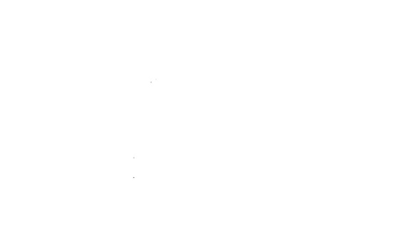 Linea nera Icona del pezzo di torta isolato su sfondo bianco. Buon compleanno. Animazione grafica 4K Video motion — Video Stock