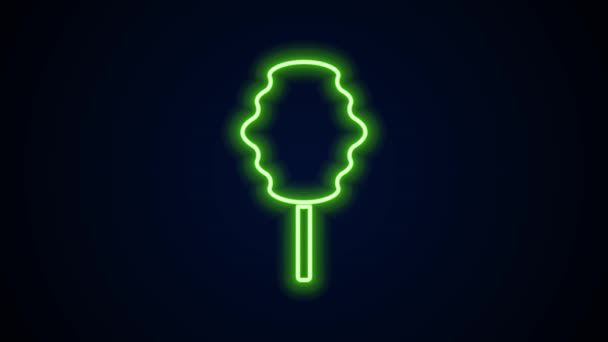 Glowing neon line Cotton candy icon isolated on black background. 4K Video motion graphic animation — Stock Video