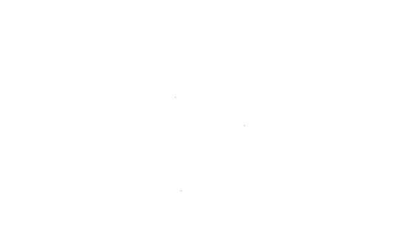 Czarna linia Lody w ikonie stożka wafla izolowane na białym tle. Słodki symbol. 4K Animacja graficzna ruchu wideo — Wideo stockowe