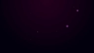 Parlayan neon hattı Kek simgesi siyah arkaplanda izole edildi. Doğum günün kutlu olsun. 4K Video hareketli grafik canlandırması