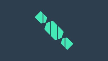 Turkuaz Candy simgesi mavi arkaplanda izole edildi. 4K Video hareketli grafik canlandırması