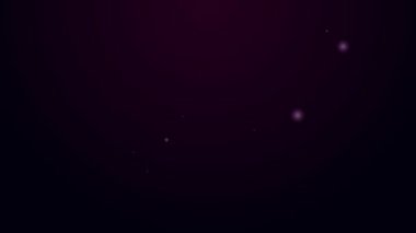 Parlayan neon hattı Kek simgesi siyah arkaplanda izole edildi. Doğum günün kutlu olsun. 4K Video hareketli grafik canlandırması