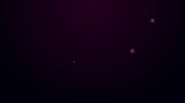 Parlayan neon hattı siyah arka planda izole edilmiş çubuk ikonunda dondurma. Güzel sembol. 4K Video hareketli grafik canlandırması