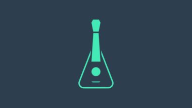 Turkuaz Gitar ikonu mavi arkaplanda izole edildi. Akustik gitar. Telli müzik aleti. 4K Video hareketli grafik canlandırması