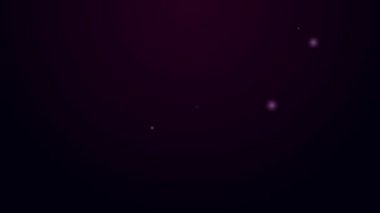 Parlayan neon hattı müzik aleti davul ve but çubukları simgesi siyah arkaplanda izole edildi. 4K Video hareketli grafik canlandırması