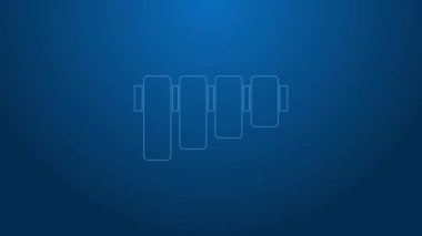 Beyaz çizgi Pan flüt simgesi mavi arkaplanda izole edildi. Geleneksel Peru müzik aleti. Peru, Bolivya ve Meksika 'dan halk enstrümanı. 4K Video hareketli grafik canlandırması