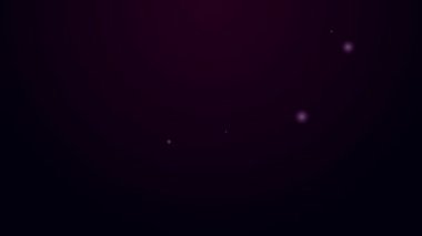 Parlayan neon hattı mikrofon simgesi siyah arkaplanda izole edildi. Radyodaki mikrofondan. Sözcü işareti. 4K Video hareketli grafik canlandırması