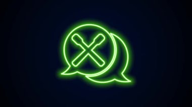 Parlayan neon hattı Drum çubukları simgesi siyah arkaplanda izole edildi. Müzik aleti. 4K Video hareketli grafik canlandırması