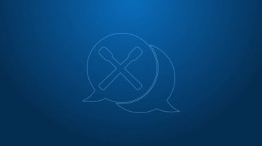 Beyaz çizgi Drum çubukları simgesi mavi arkaplanda izole edildi. Müzik aleti. 4K Video hareketli grafik canlandırması