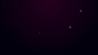 Parlayan neon hattı, siyah arkaplanda izole edilmiş büyük piyano ikonu. Müzik aleti. 4K Video hareketli grafik canlandırması