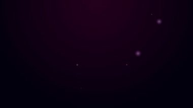 Parlayan neon hattı ses asistanı simgesi siyah arkaplanda izole edildi. Ses kontrol arayüzü akıllı hoparlör. 4K Video hareketli grafik canlandırması