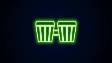 Parlayan neon hattı Drum simgesi siyah arkaplanda izole edildi. Müzik işareti. Müzik aleti sembolü. 4K Video hareketli grafik canlandırması