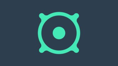 Turkuaz Stereo hoparlör ikonu mavi arkaplanda izole edildi. Ses sistemi hoparlörleri. Müzik ikonu. Müzikal sütun hoparlörü. 4K Video hareketli grafik canlandırması