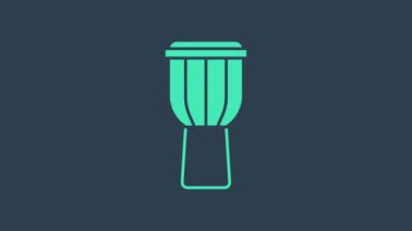 Turkuaz Drum simgesi mavi arkaplanda izole edildi. Müzik işareti. Müzik aleti sembolü. 4K Video hareketli grafik canlandırması