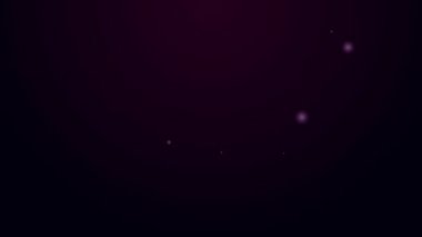 Parlayan neon hattı. Siyah zemin üzerinde izole edilmiş trompet ikonu. 4K Video hareketli grafik canlandırması