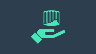 Turkuaz Eskiler sütun simgesi mavi arkaplanda izole edildi. 4K Video hareketli grafik canlandırması