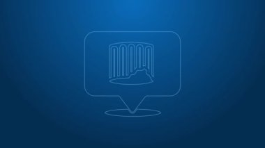 Beyaz çizgi Kadim sütun simgesi mavi arkaplanda izole edildi. 4K Video hareketli grafik canlandırması