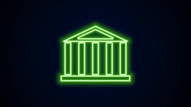 Atina, Akropolis 'ten parlayan neon hattı Parthenon, Yunanistan' ın simgesi siyah arka planda izole edildi. Antik Yunan ulusal simgesi. 4K Video hareketli grafik canlandırması