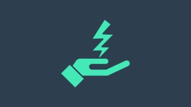 Turkuaz Zeus simgesi mavi arkaplanda izole edildi. Yunan tanrısı. Şimşek Tanrısı. 4K Video hareketli grafik canlandırması