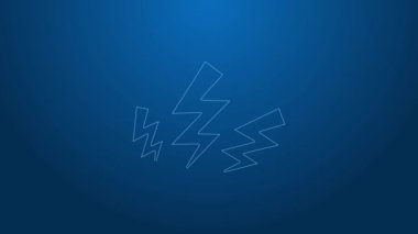 Beyaz çizgi Zeus simgesi mavi arkaplanda izole edildi. Yunan tanrısı. Şimşek Tanrısı. 4K Video hareketli grafik canlandırması
