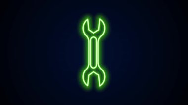 Parlayan neon çizgi anahtarı simgesi siyah arkaplanda izole edildi. 4K Video hareketli grafik canlandırması