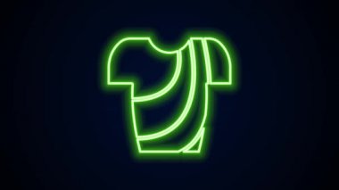 Parlayan neon çizgisi bisiklet tişörtü simgesi siyah arkaplanda izole edildi. Bisiklet forması. Bisiklet giysisi. 4K Video hareketli grafik canlandırması