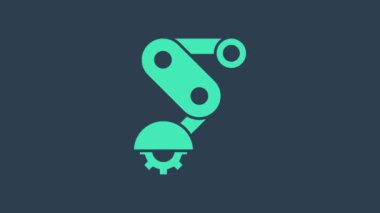 Turkuaz Derailleur bisiklet arka hız katlama simgesi mavi arkaplanda izole edildi. 4K Video hareketli grafik canlandırması