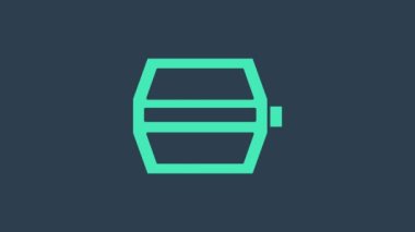 Mavi arkaplanda izole edilmiş turkuaz bisiklet pedalı simgesi. 4K Video hareketli grafik canlandırması