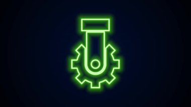 Parlayan neon hattı Derailleur bisiklet arka hız katlama simgesi siyah arkaplanda izole edildi. 4K Video hareketli grafik canlandırması