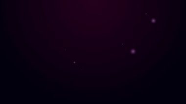 Parlayan neon hattı bisiklet başlığı simgesi siyah arkaplanda izole edildi. Olağanüstü bir spor. Spor malzemeleri. 4K Video hareketli grafik canlandırması